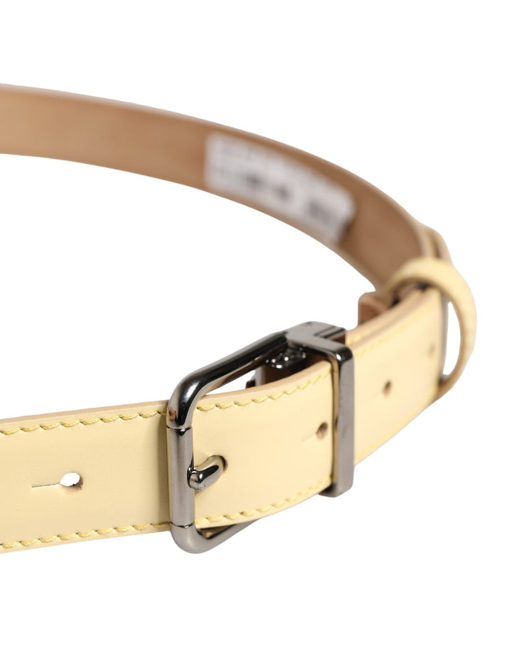 Dolce &amp; Gabbana Men Yellow Classic Leather Metal Buckle Belt