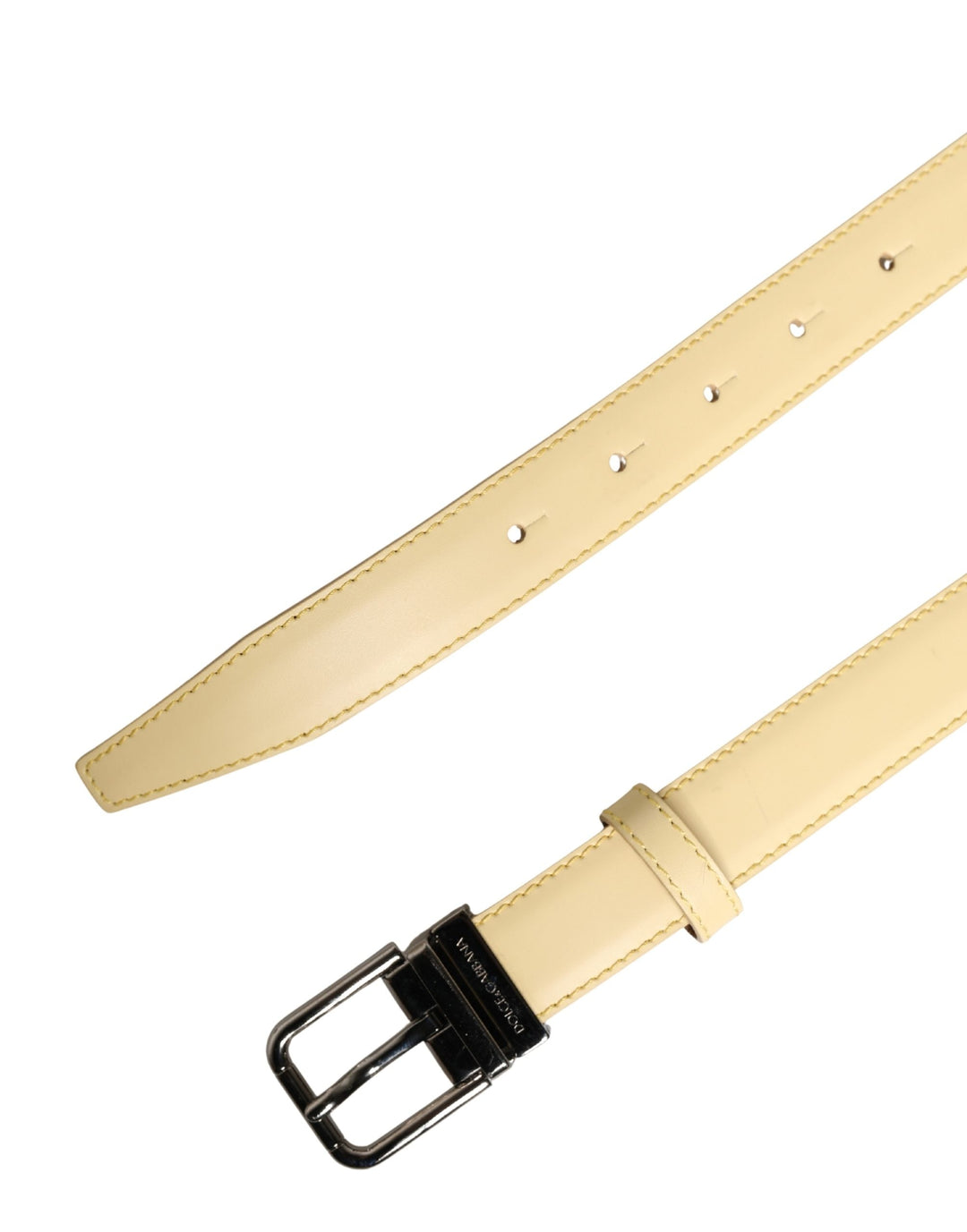 Dolce &amp; Gabbana Men Yellow Classic Leather Metal Buckle Belt