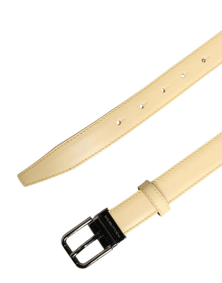 Dolce &amp; Gabbana Men Yellow Classic Leather Metal Buckle Belt