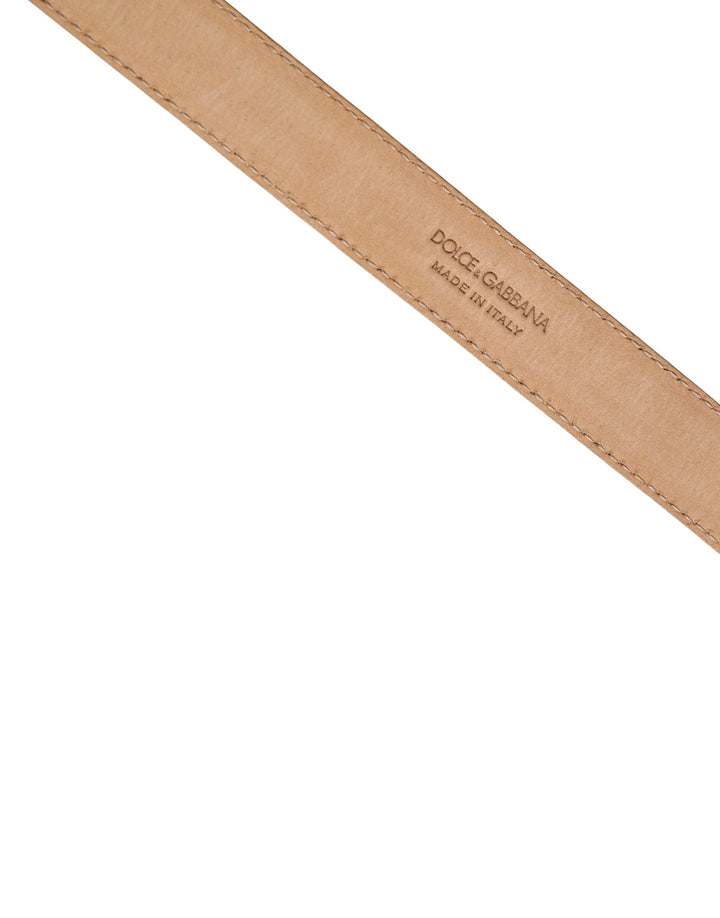 Dolce &amp; Gabbana Men Yellow Classic Leather Metal Buckle Belt