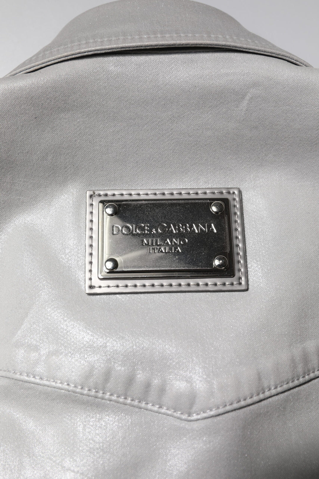 Men’s Dolce &amp; Gabbana Metallic Gray Cotton Button Down Shirt