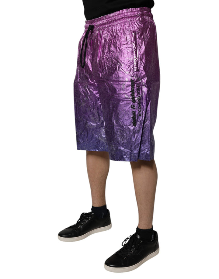 Men’s Dolce &amp; Gabbana Metallic Pink Purple Two Tone Bermuda Shorts