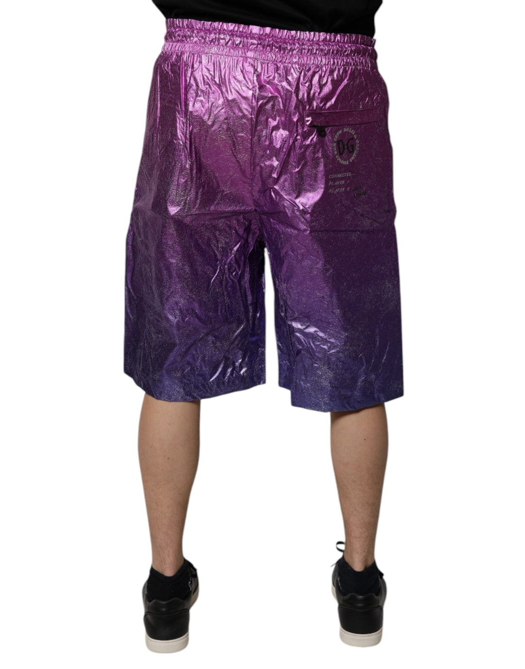 Men’s Dolce &amp; Gabbana Metallic Pink Purple Two Tone Bermuda Shorts