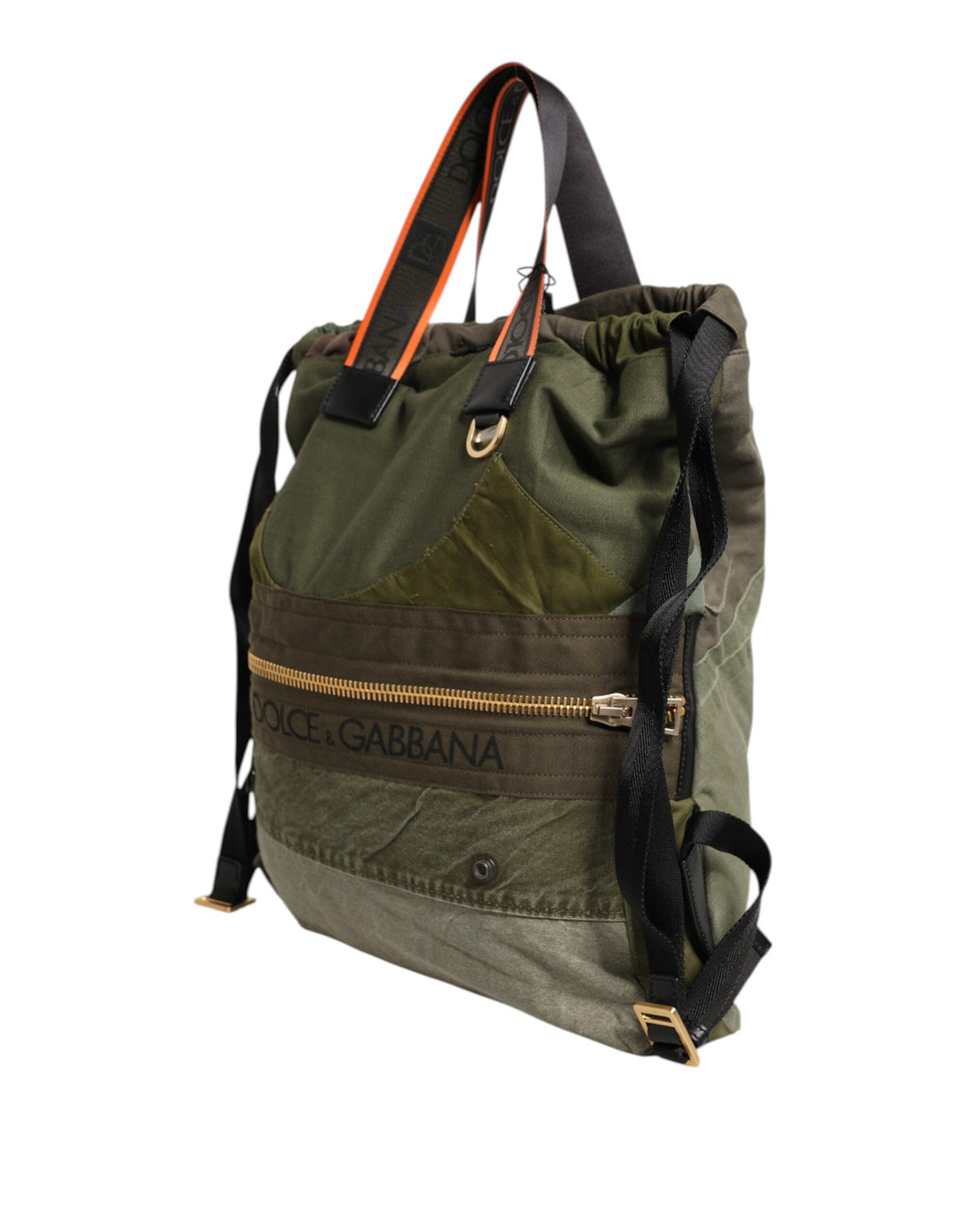 Men’s Dolce &amp; Gabbana Military Green Patchwork Rucksack Backpack Bag