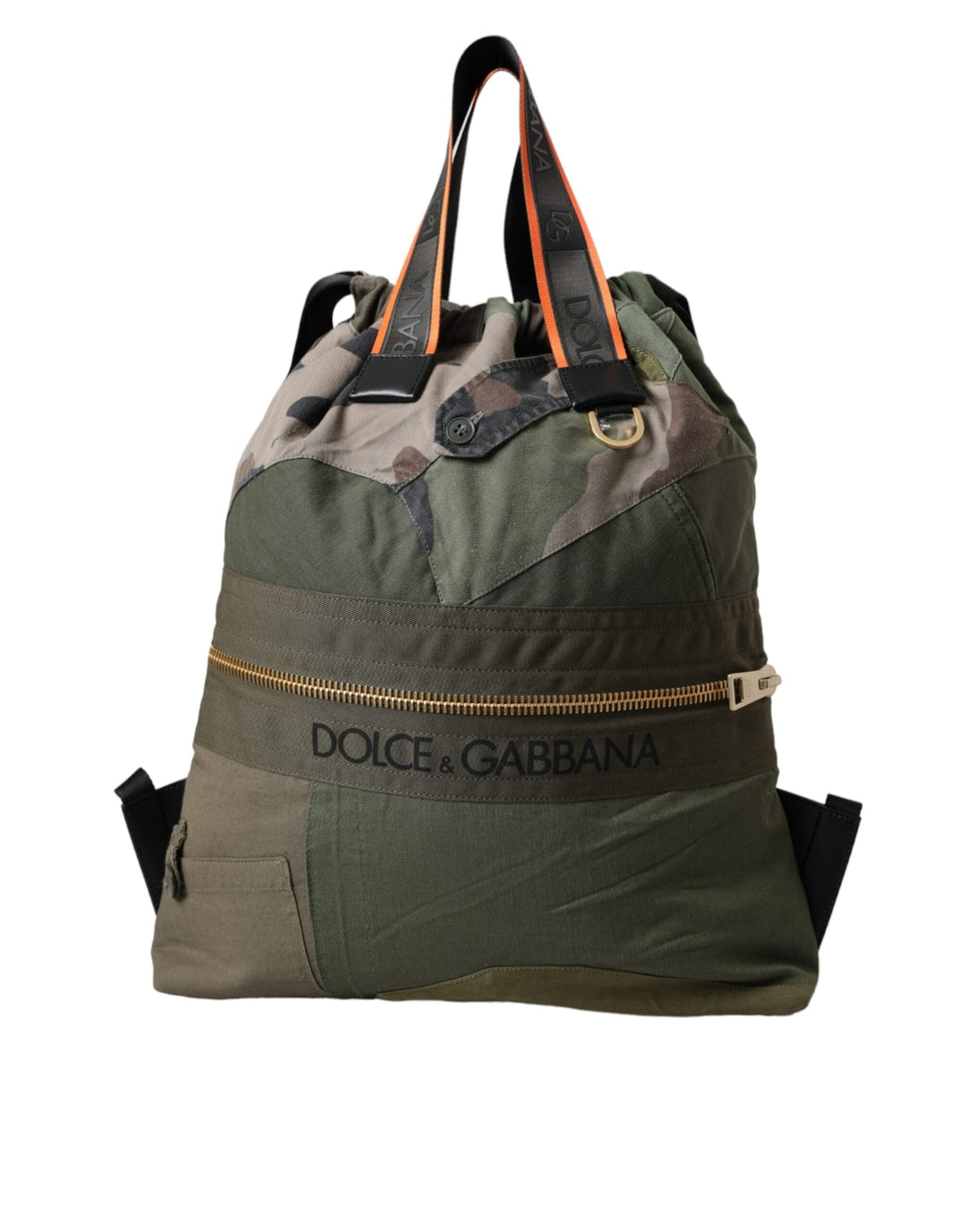 Men’s Dolce &amp; Gabbana Military Green Patchwork Rucksack Backpack Bag