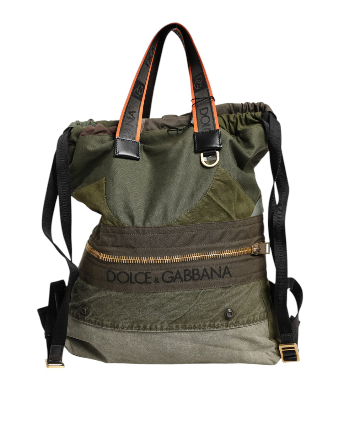 Men’s Dolce &amp; Gabbana Military Green Patchwork Rucksack Backpack Bag