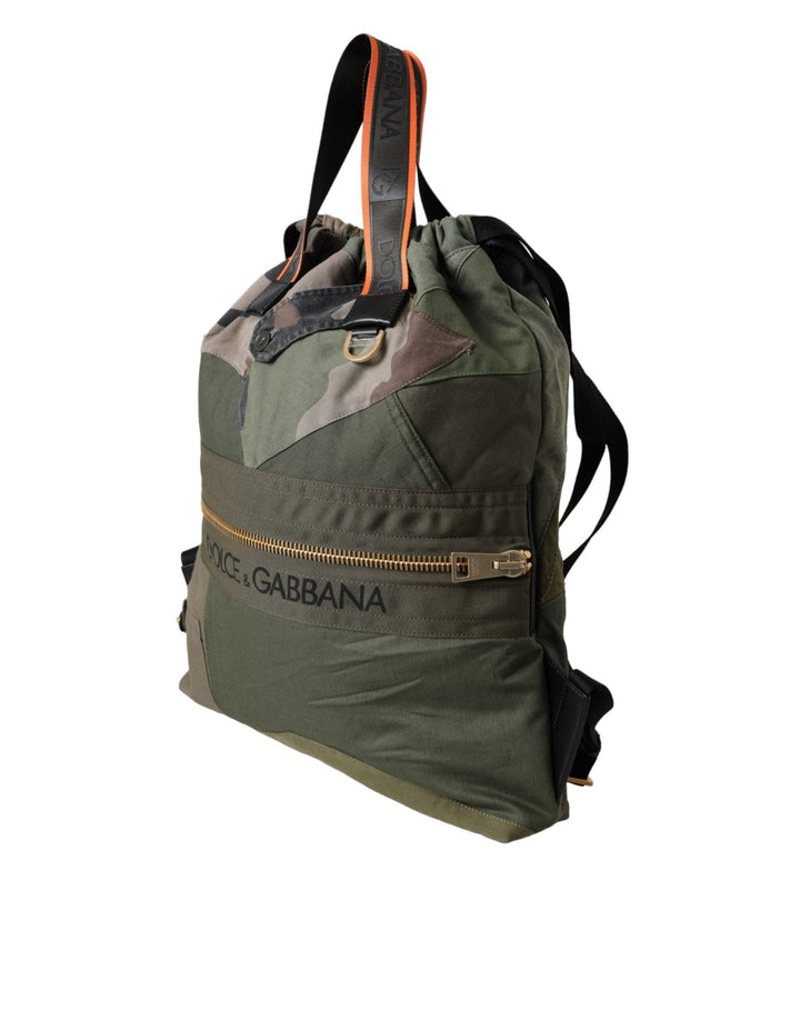 Men’s Dolce &amp; Gabbana Military Green Patchwork Rucksack Backpack Bag