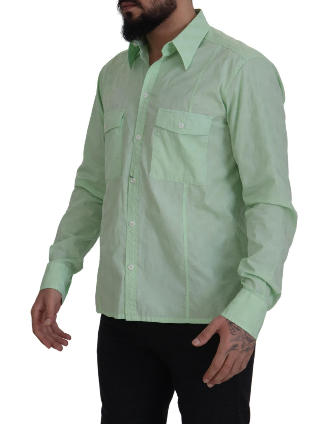 Men’s Dolce &amp; Gabbana Mint Green Long Sleeves Button Down Shirt