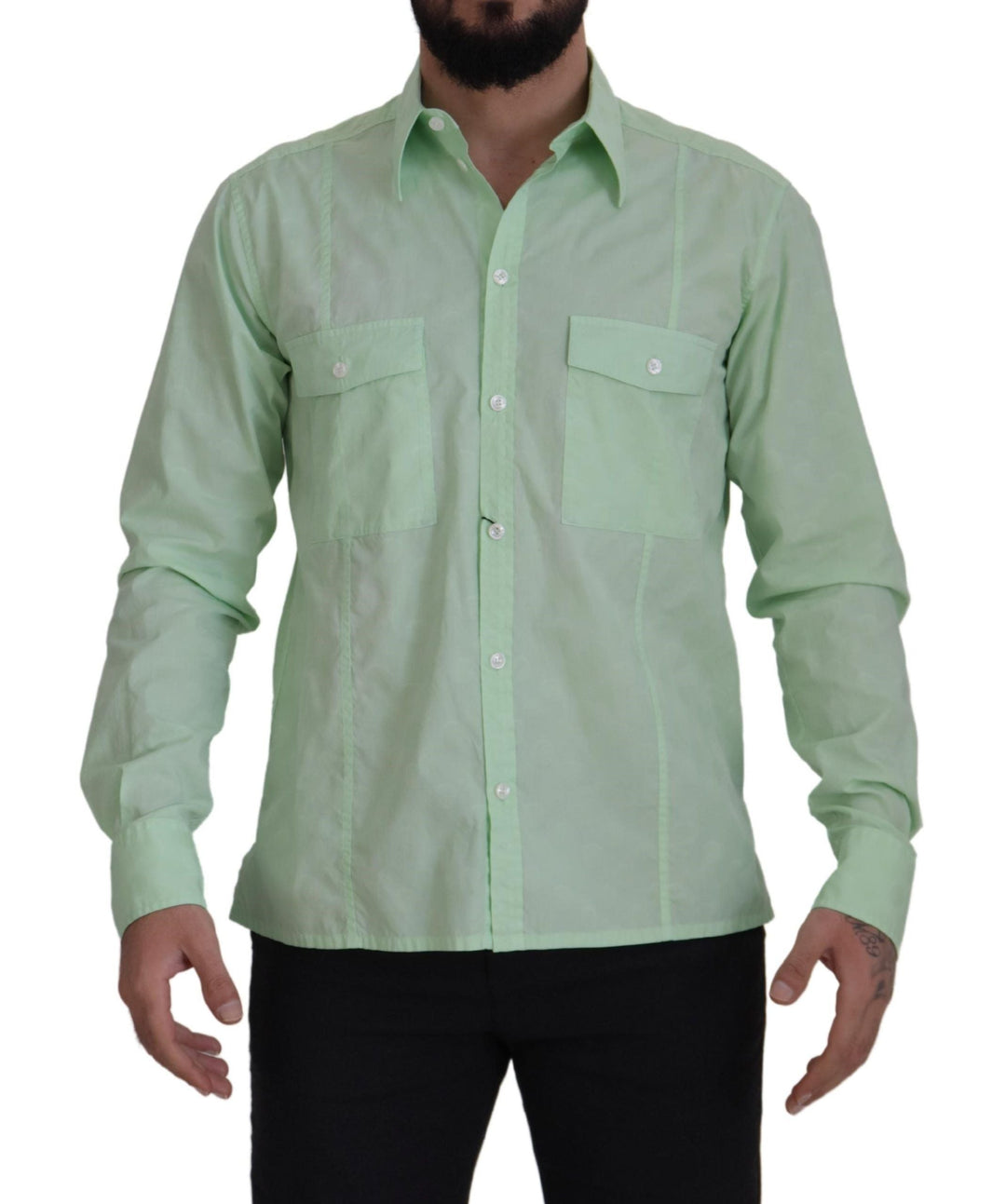 Men’s Dolce &amp; Gabbana Mint Green Long Sleeves Button Down Shirt
