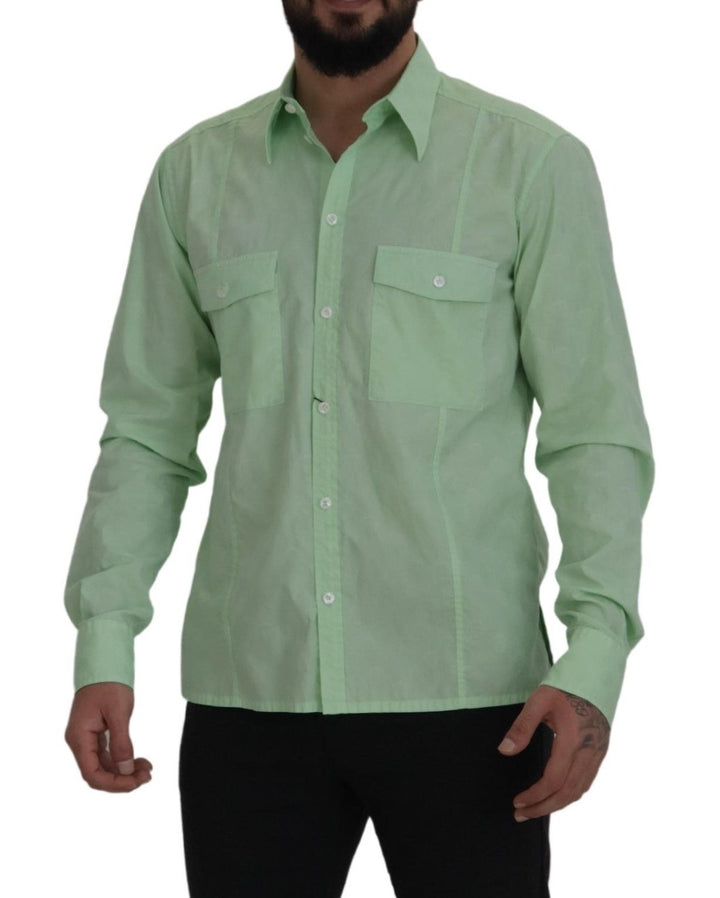 Men’s Dolce &amp; Gabbana Mint Green Long Sleeves Button Down Shirt