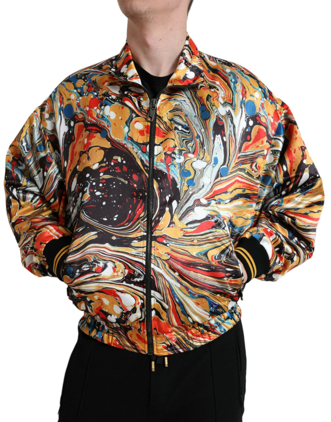 Men’s Dolce & Gabbana Multicolor Abstract Polyester Bomber Jacket