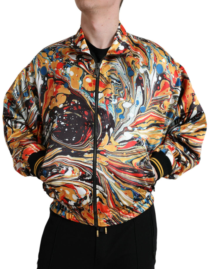 Men’s Dolce &amp; Gabbana Multicolor Abstract Polyester Bomber Jacket