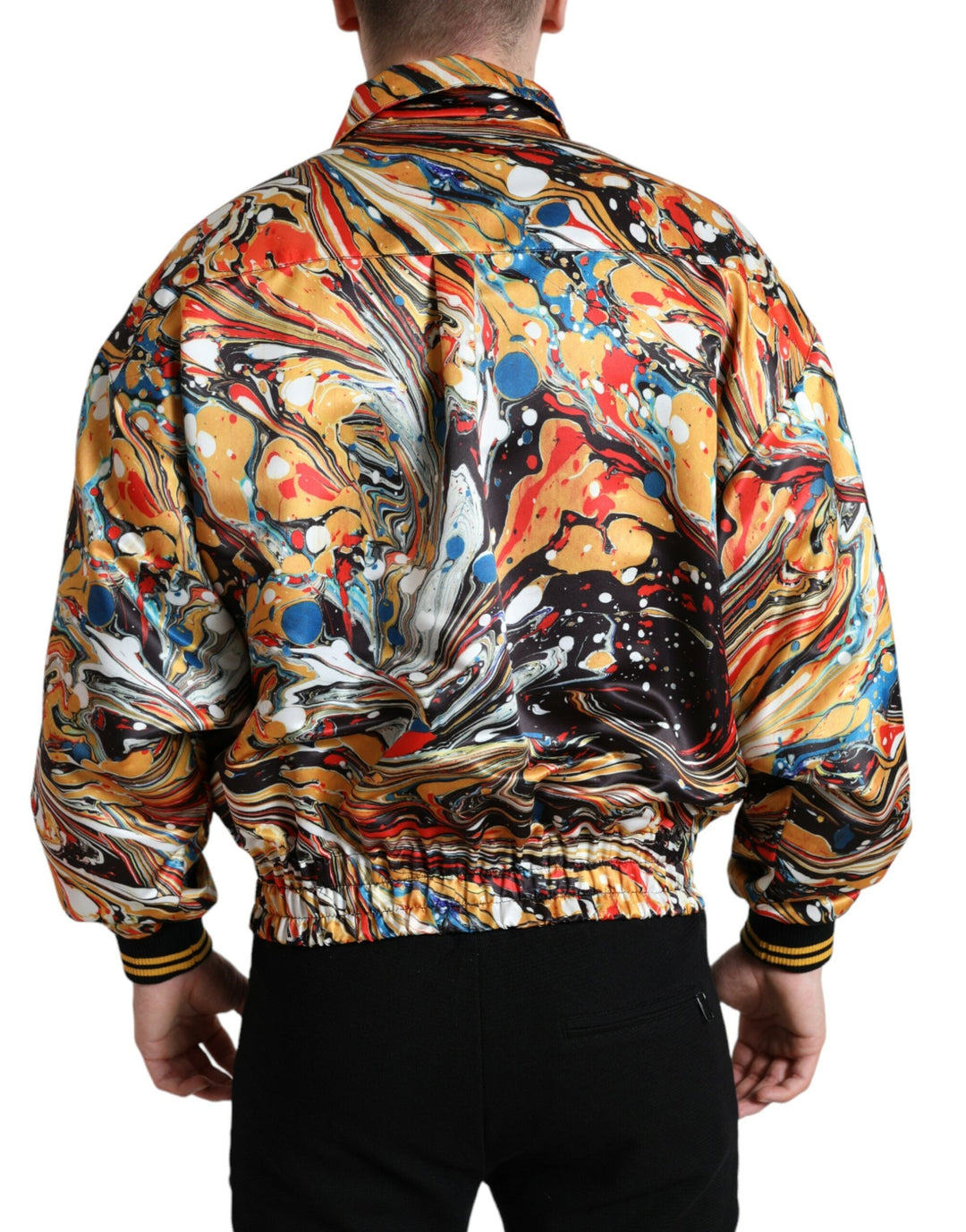 Men’s Dolce &amp; Gabbana Multicolor Abstract Polyester Bomber Jacket