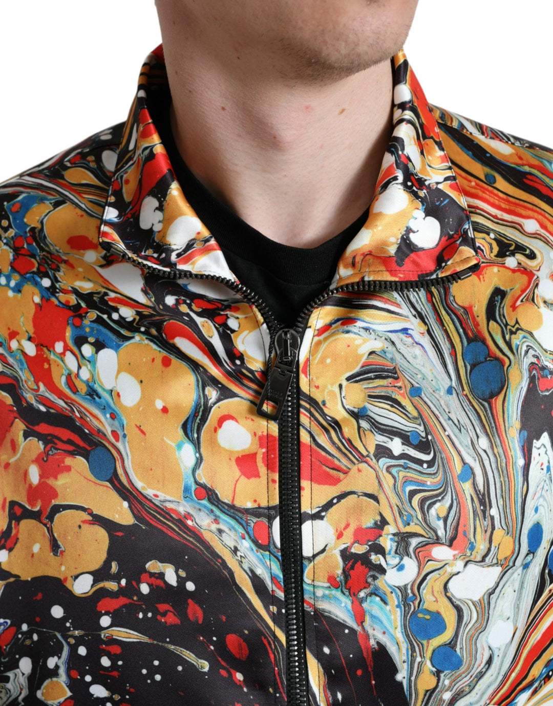 Men’s Dolce &amp; Gabbana Multicolor Abstract Polyester Bomber Jacket