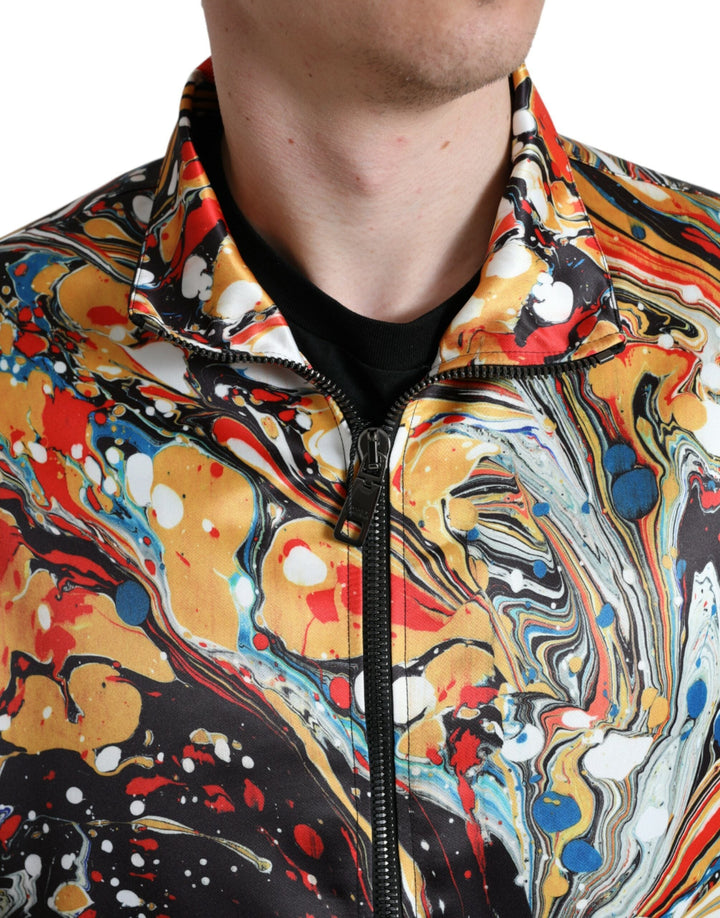 Men’s Dolce &amp; Gabbana Multicolor Abstract Polyester Bomber Jacket
