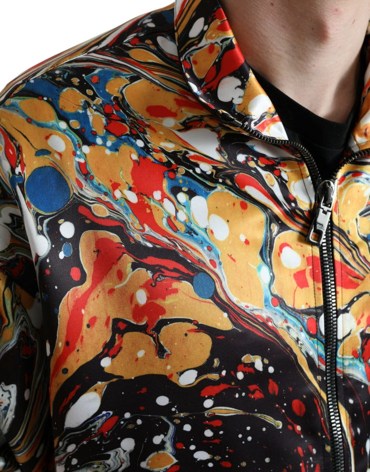 Men’s Dolce &amp; Gabbana Multicolor Abstract Polyester Bomber Jacket