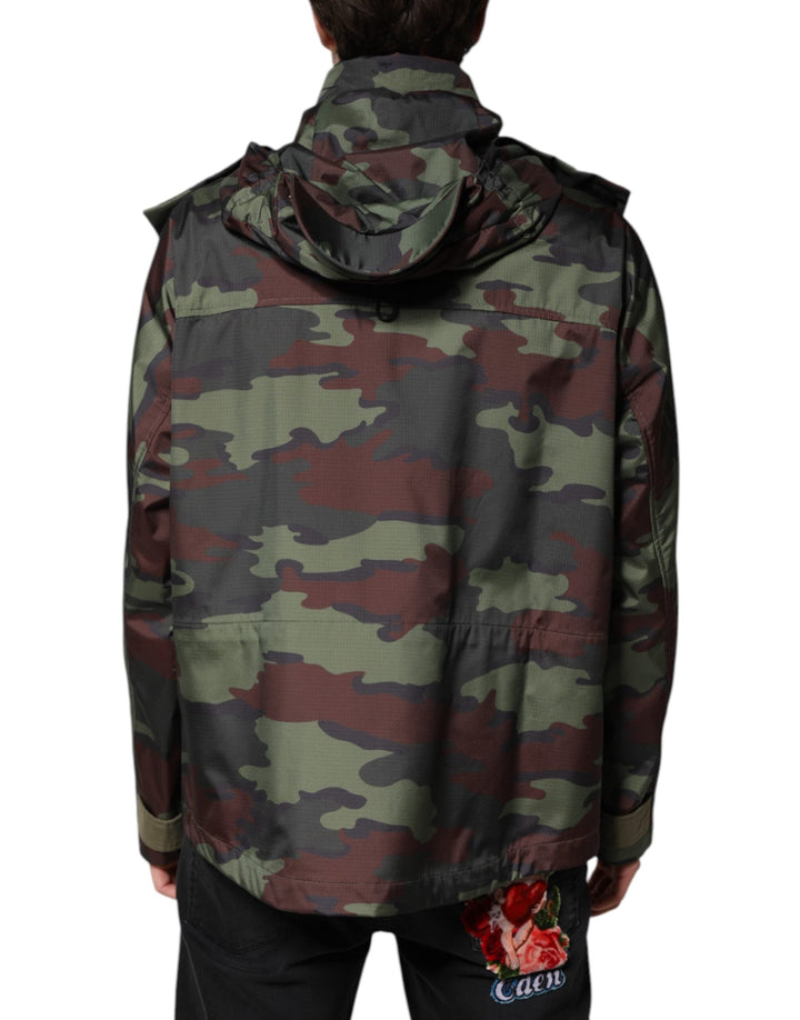 Men’s Dolce &amp; Gabbana Multicolor Camouflage Button Hooded Jacket