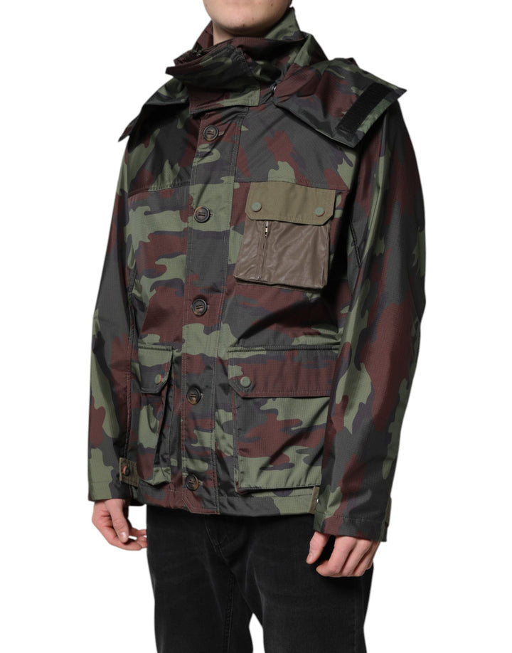 Men’s Dolce &amp; Gabbana Multicolor Camouflage Button Hooded Jacket