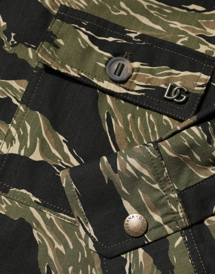 Dolce &amp; Gabbana Multicolor Camouflage Cotton Casual Shirt