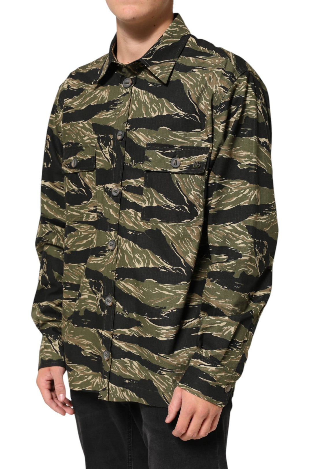 Dolce &amp; Gabbana Multicolor Camouflage Cotton Casual Shirt