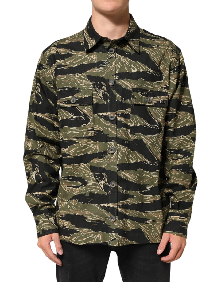 Dolce &amp; Gabbana Multicolor Camouflage Cotton Casual Shirt