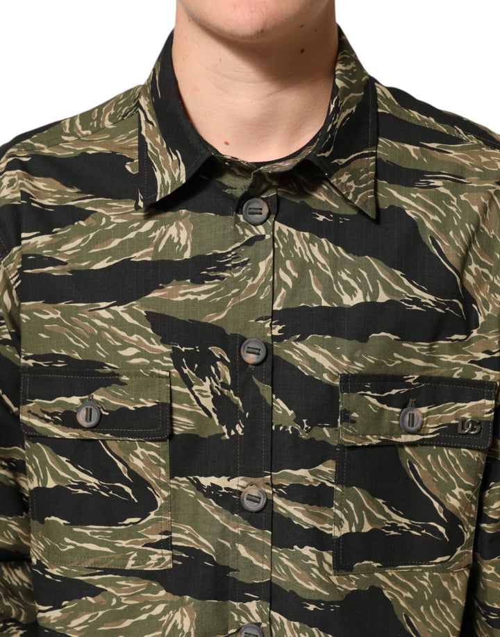 Dolce &amp; Gabbana Multicolor Camouflage Cotton Casual Shirt