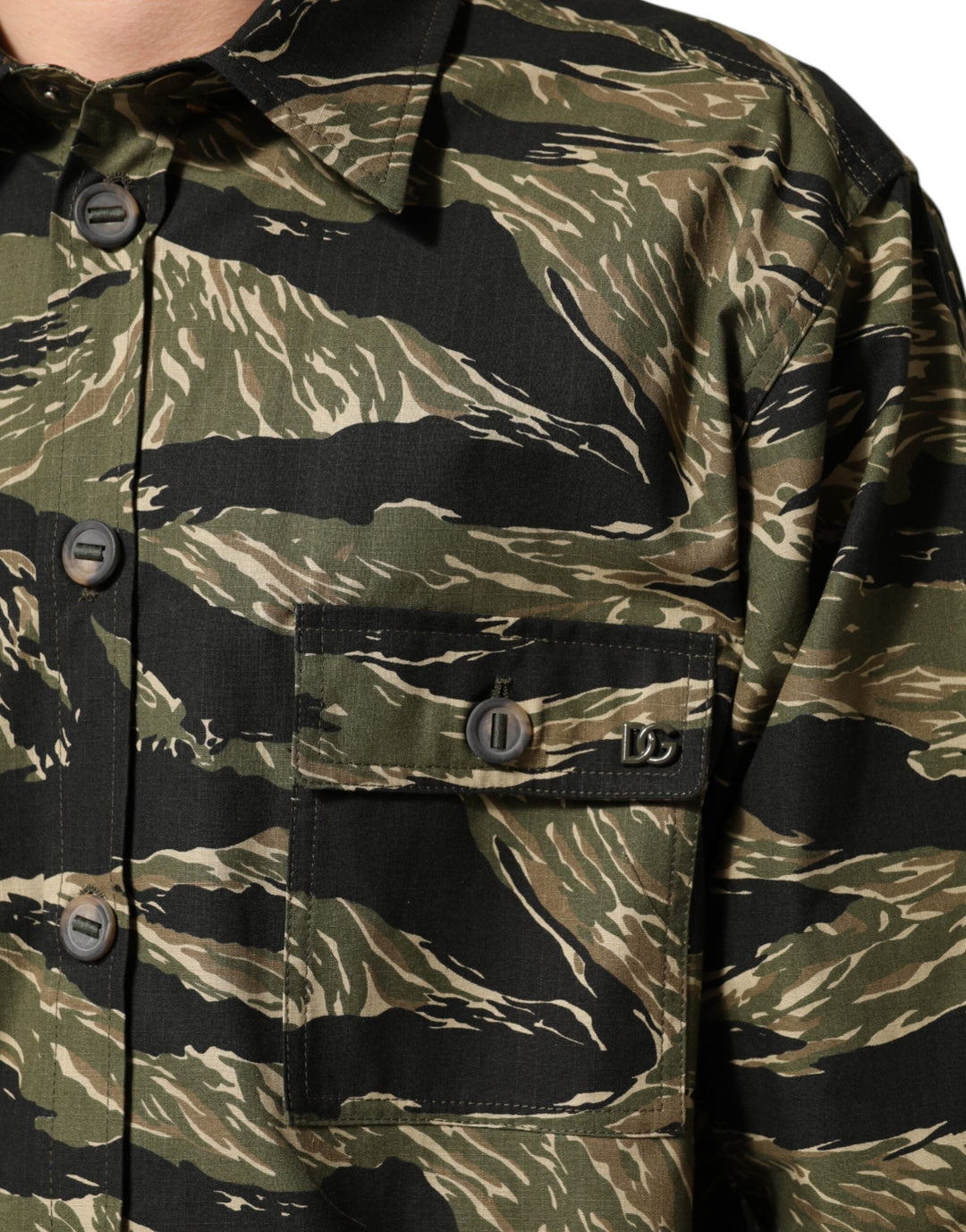 Dolce &amp; Gabbana Multicolor Camouflage Cotton Casual Shirt
