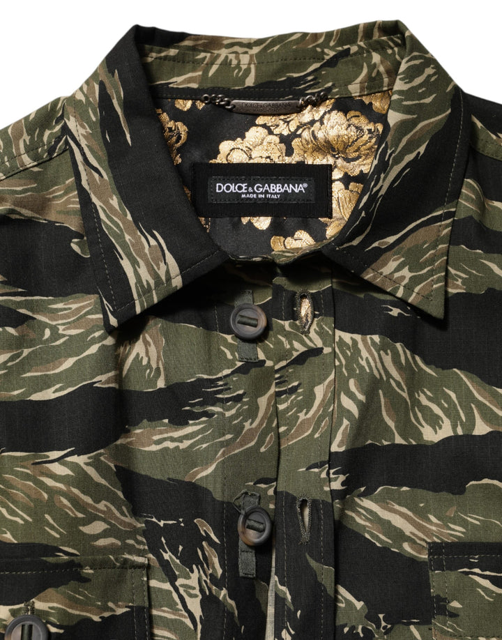 Dolce &amp; Gabbana Multicolor Camouflage Cotton Casual Shirt