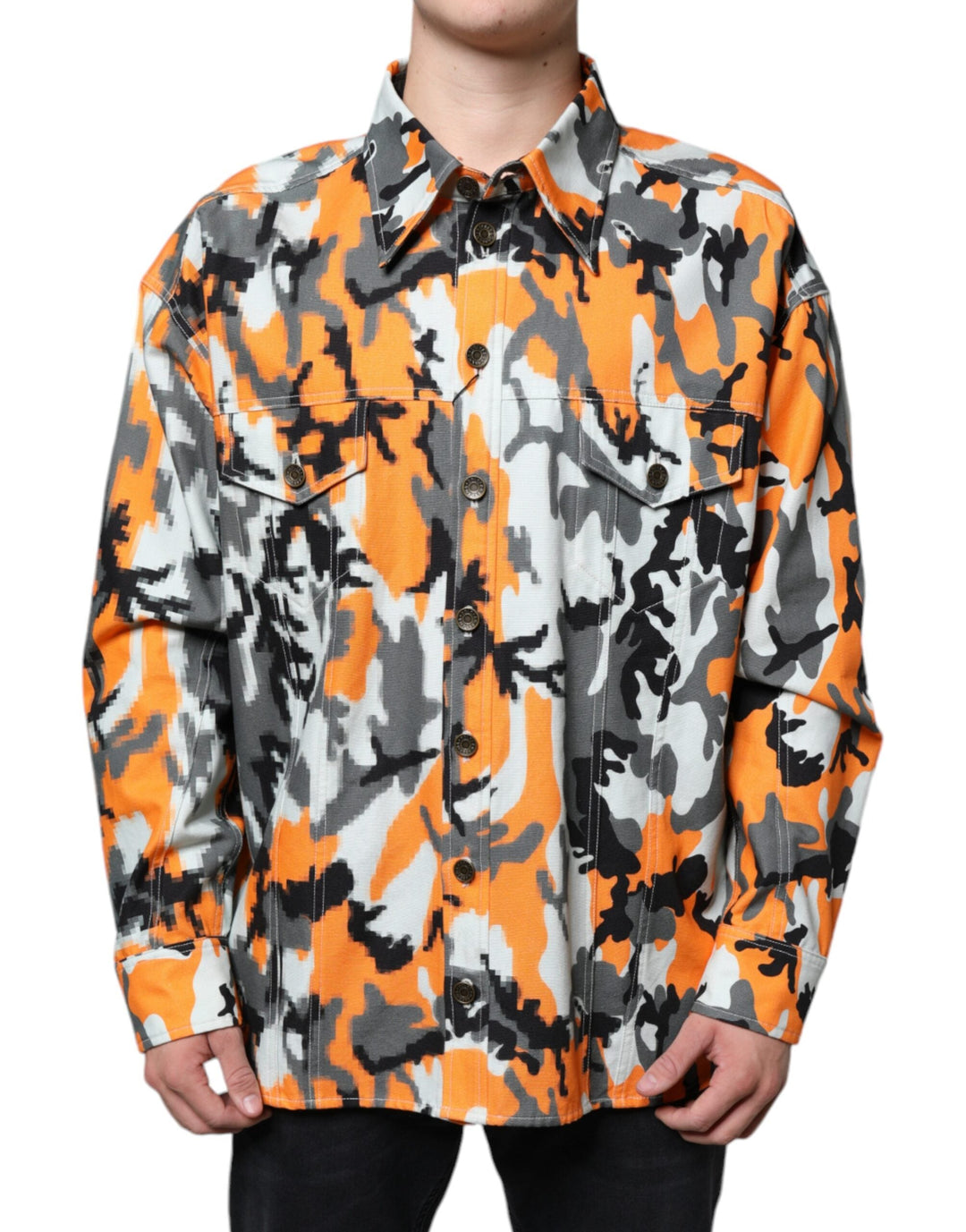 Men’s Dolce & Gabbana Multicolor Camouflage Cotton Denim Collared Jacket