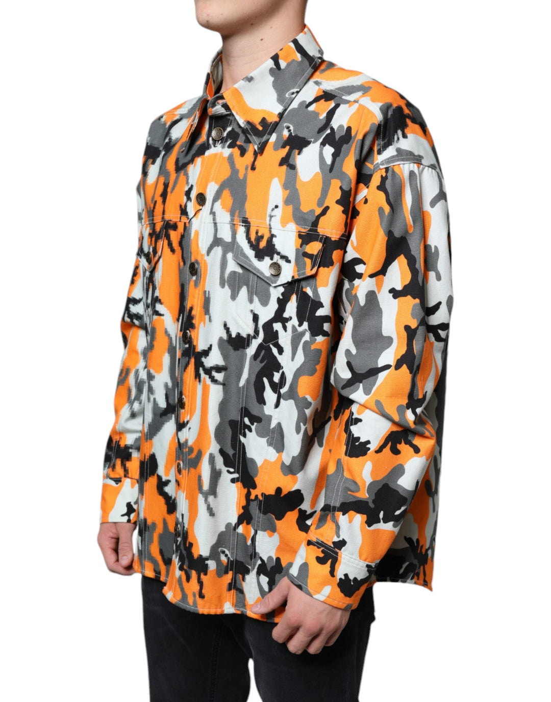 Men’s Dolce &amp; Gabbana Multicolor Camouflage Cotton Denim Collared Jacket