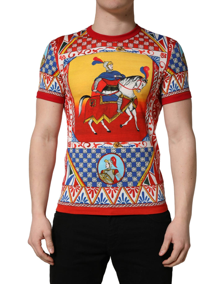 Dolce &amp; Gabbana Multicolor Carretto Print Crew Neck T-shirt