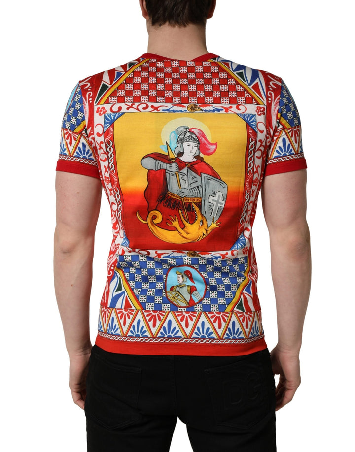 Dolce &amp; Gabbana Multicolor Carretto Print Crew Neck T-shirt