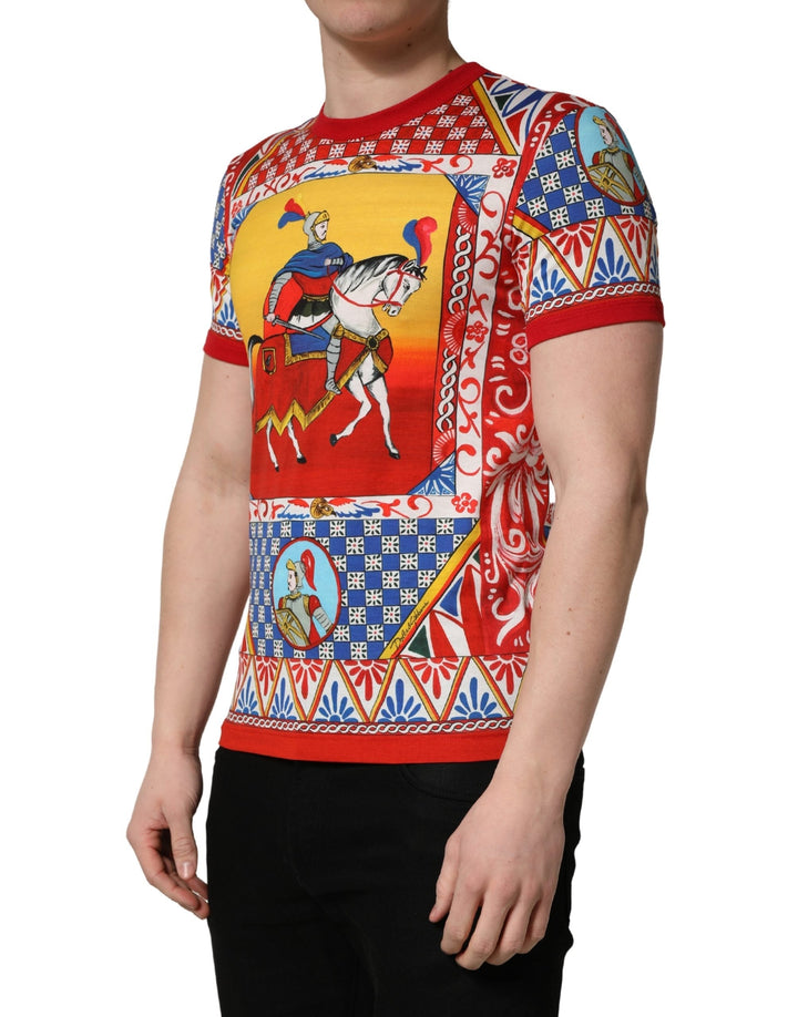 Dolce &amp; Gabbana Multicolor Carretto Print Crew Neck T-shirt