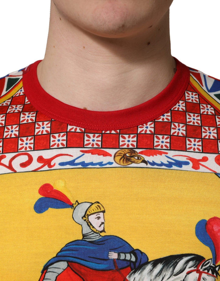 Dolce &amp; Gabbana Multicolor Carretto Print Crew Neck T-shirt