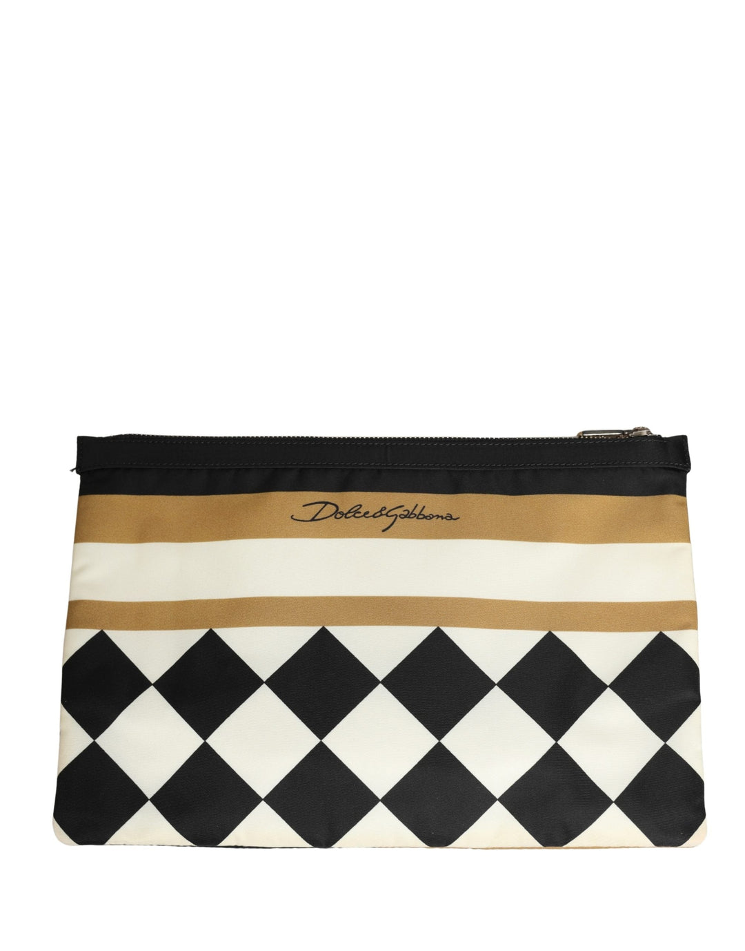 Men’s Dolce &amp; Gabbana Multicolor Checkered Logo Print Nylon Clutch Borse Bag