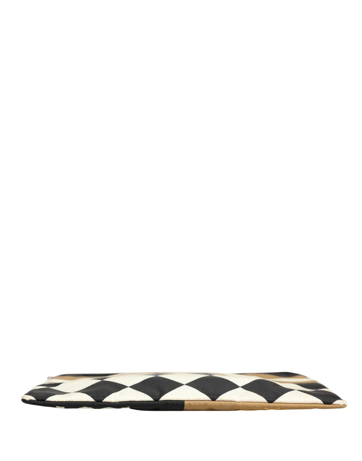 Men’s Dolce &amp; Gabbana Multicolor Checkered Logo Print Nylon Clutch Borse Bag
