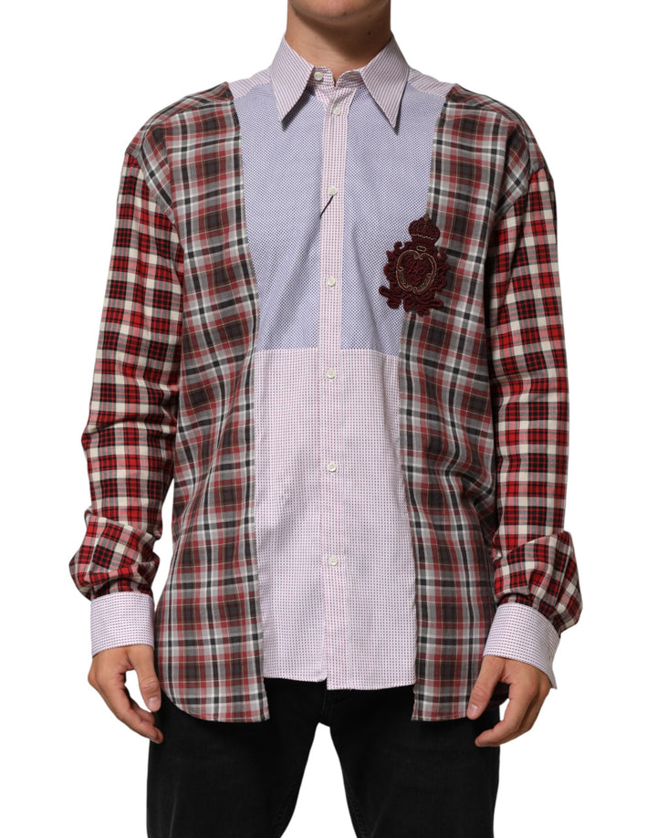 Dolce &amp; Gabbana Multicolor Cotton Collared Checkered Shirt