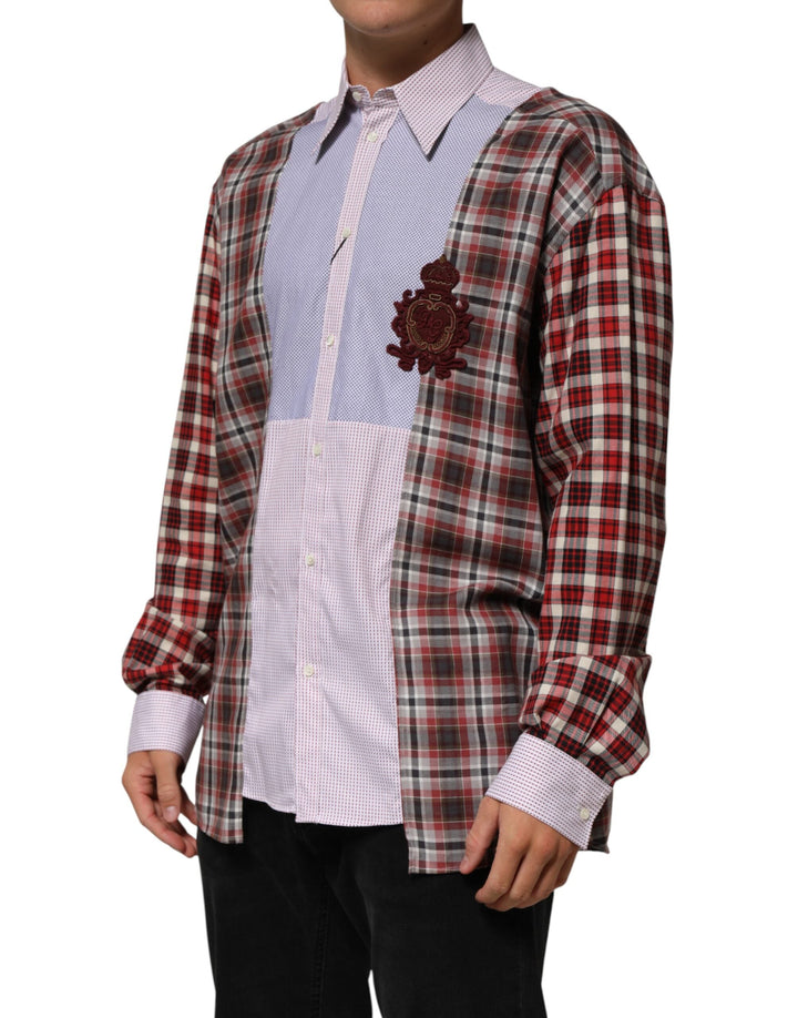 Dolce &amp; Gabbana Multicolor Cotton Collared Checkered Shirt