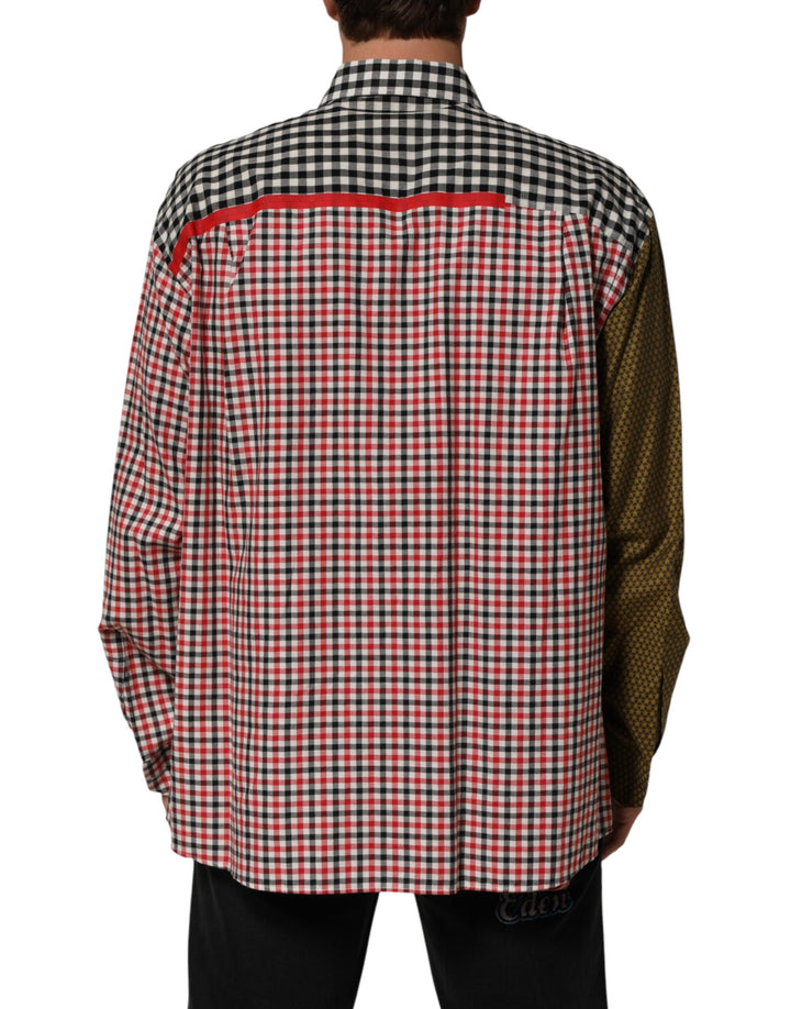 Dolce &amp; Gabbana Multicolor Cotton Collared Checkered Shirt