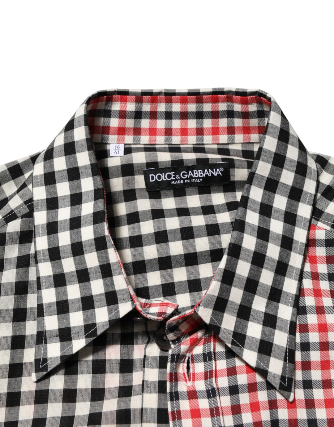 Dolce &amp; Gabbana Multicolor Cotton Collared Checkered Shirt