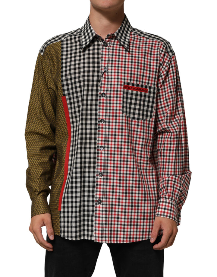 Dolce &amp; Gabbana Multicolor Cotton Collared Checkered Shirt