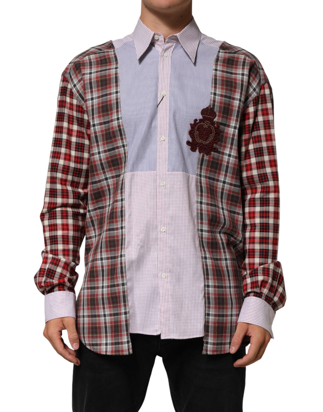 Dolce &amp; Gabbana Multicolor Cotton Collared Checkered Shirt