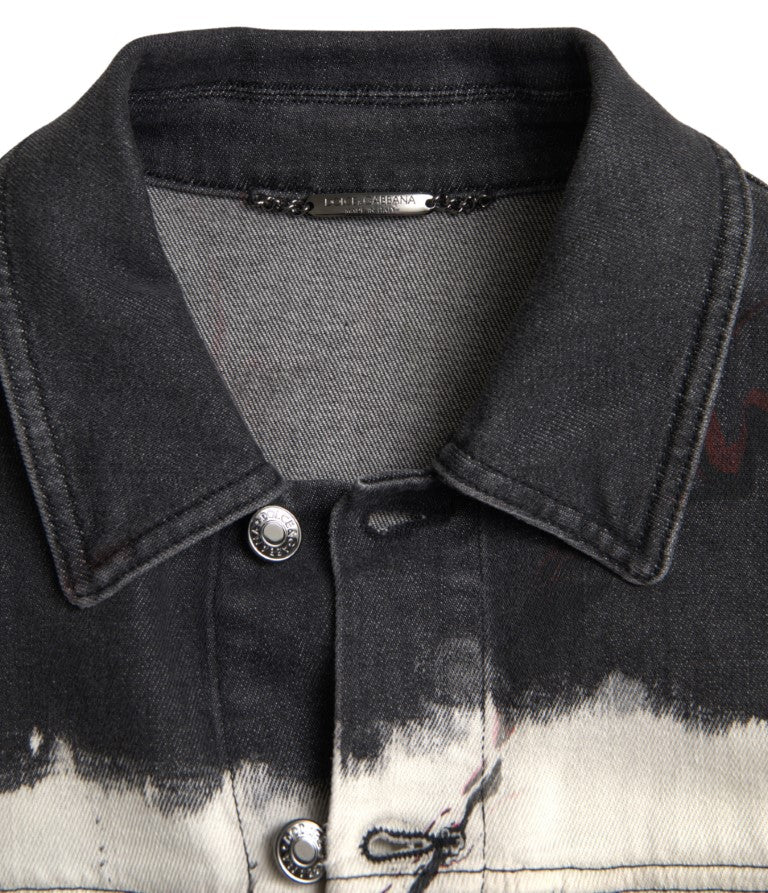 Men’s Dolce & Gabbana Multicolor Cotton Collared Denim Jacket