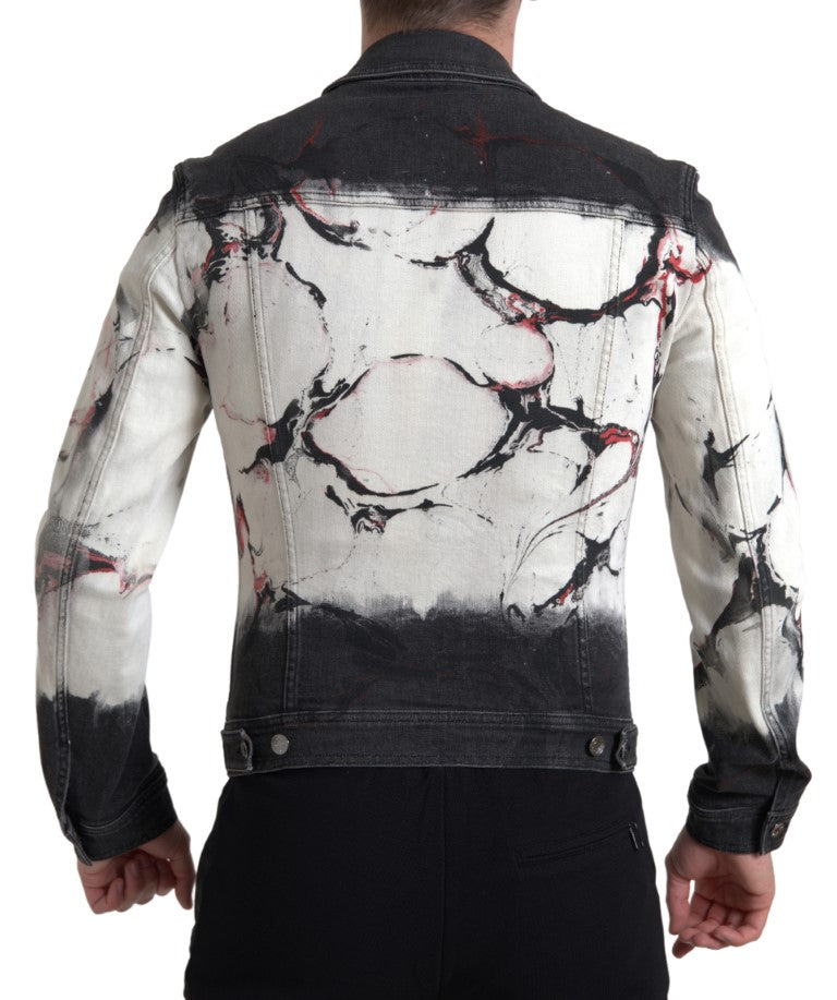 Men’s Dolce &amp; Gabbana Multicolor Cotton Collared Denim Jacket