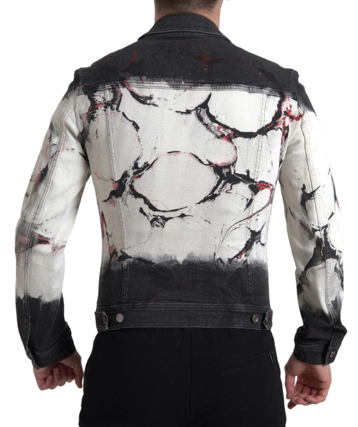 Men’s Dolce &amp; Gabbana Multicolor Cotton Collared Denim Jacket