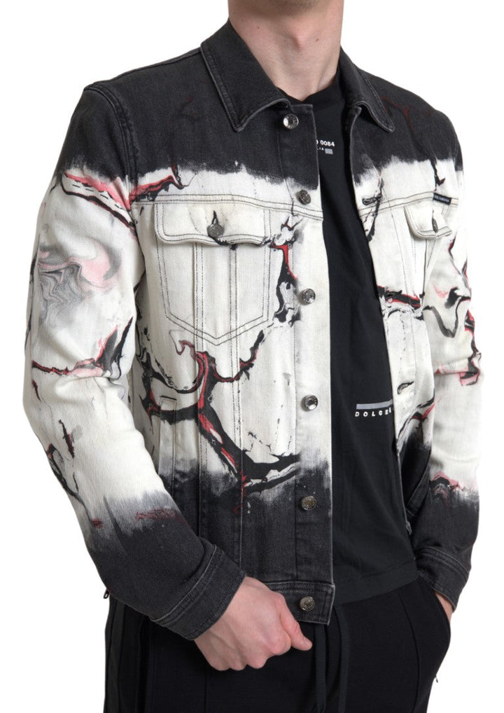 Men’s Dolce &amp; Gabbana Multicolor Cotton Collared Denim Jacket