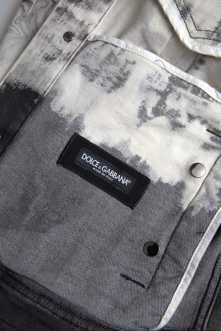 Men’s Dolce &amp; Gabbana Multicolor Cotton Collared Denim Jacket