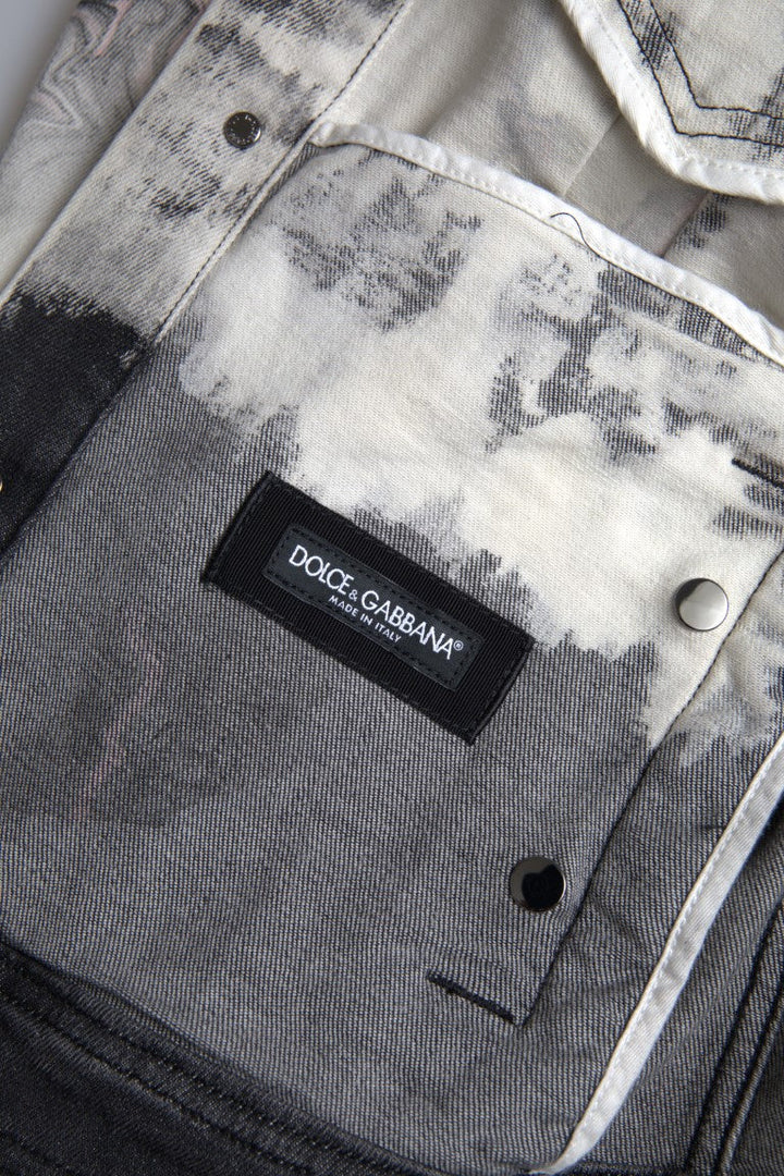 Men’s Dolce &amp; Gabbana Multicolor Cotton Collared Denim Jacket