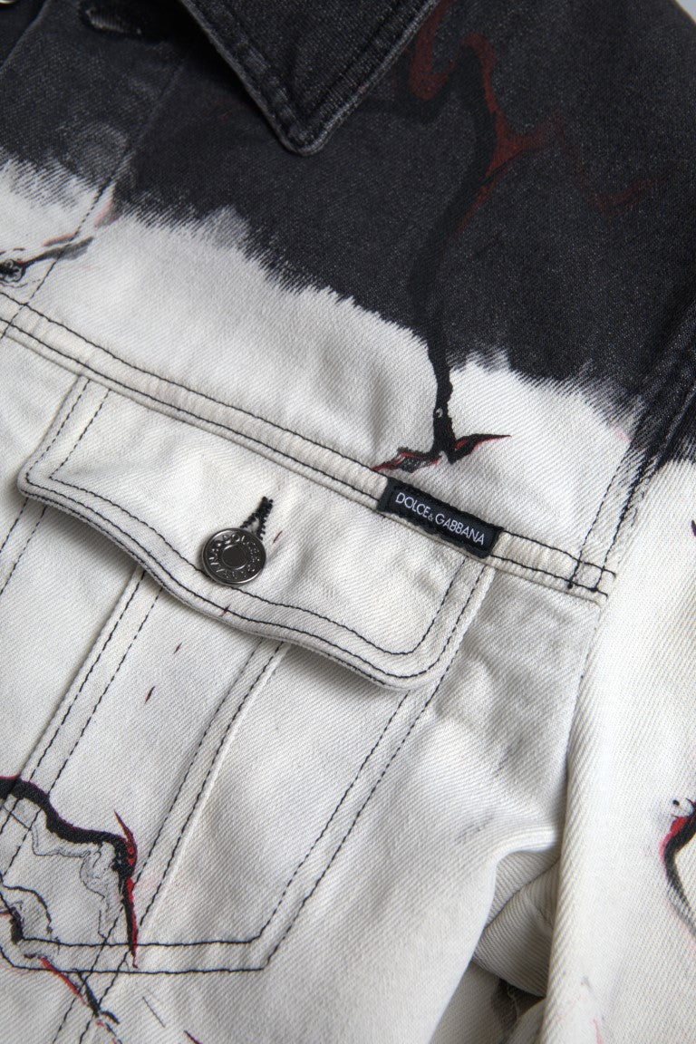 Men’s Dolce &amp; Gabbana Multicolor Cotton Collared Denim Jacket