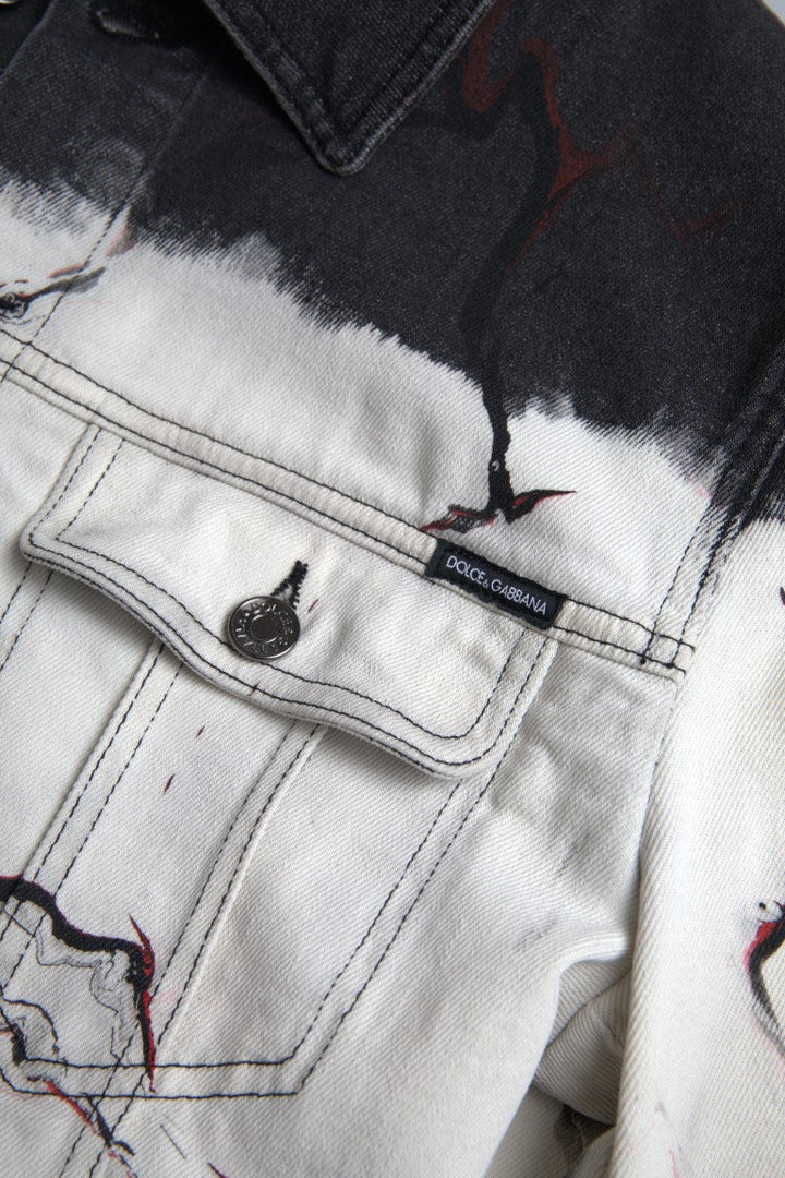 Men’s Dolce &amp; Gabbana Multicolor Cotton Collared Denim Jacket